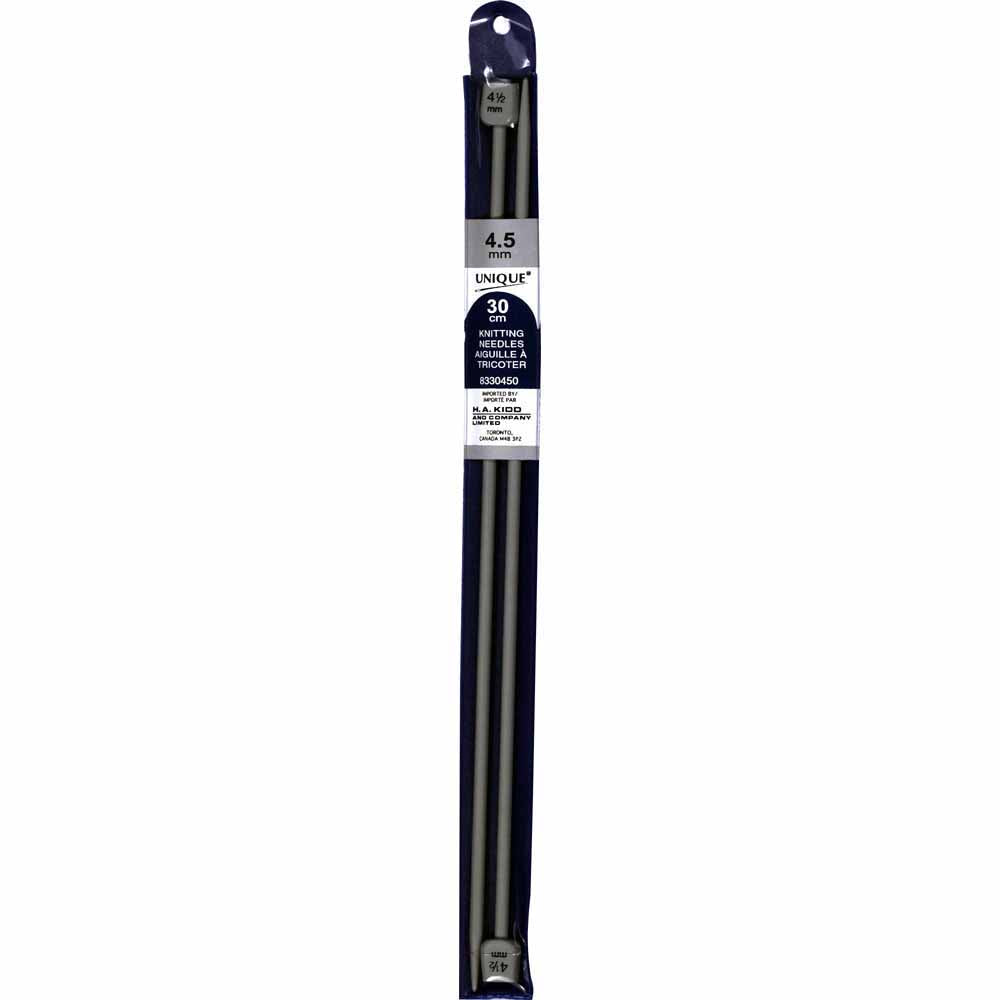 UNIQUE Knitting Single‑Point Knitting Needles, 30 cm – 4.5 mm (US 7), Aluminum