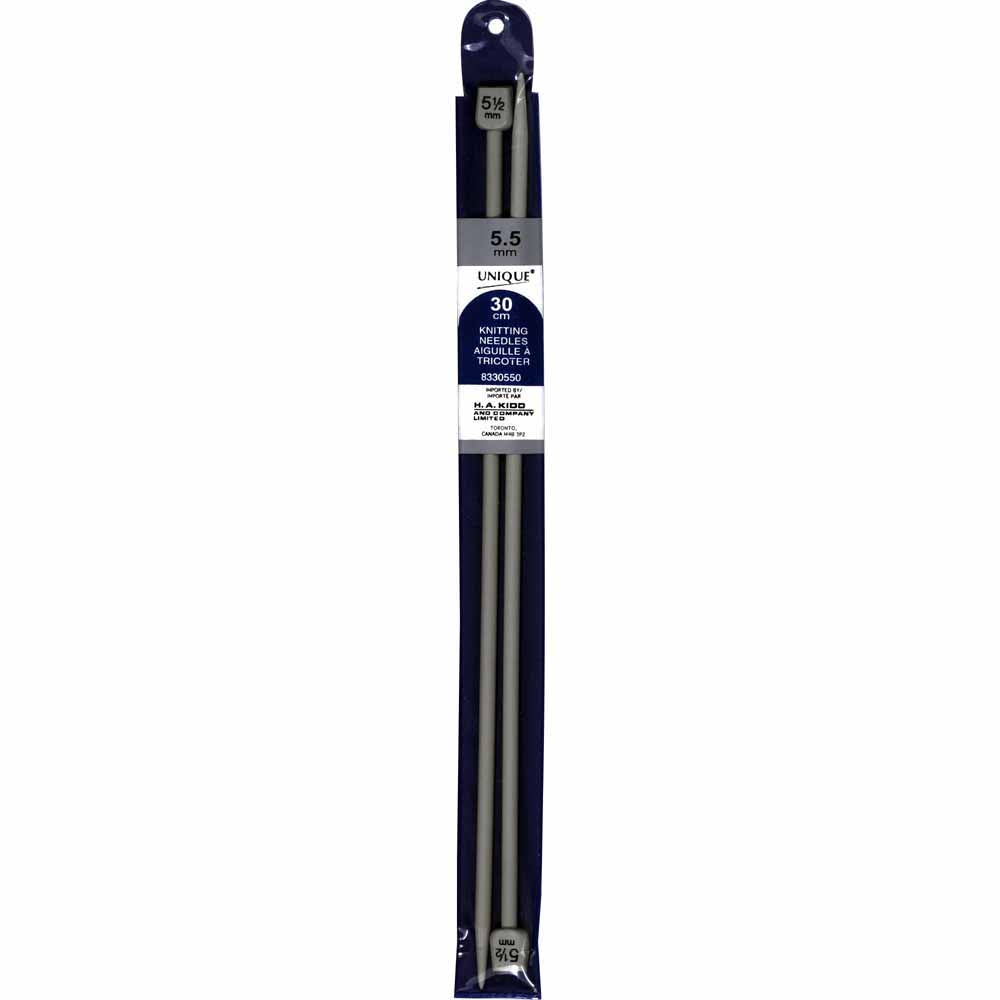 UNIQUE Knitting Single‑Point Knitting Needles, 30 cm – 5.5 mm (US 9), Plastic
