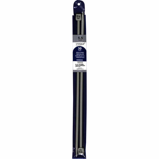 UNIQUE Knitting Single‑Point Knitting Needles, 30 cm – 5.5 mm (US 9), Plastic