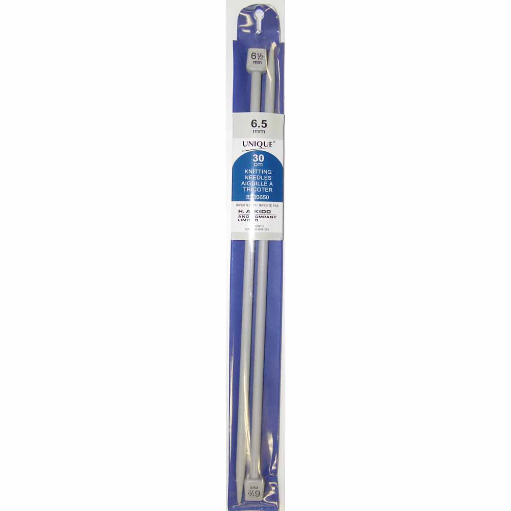 UNIQUE KNITTING Single Point Needles — 30 cm (12″) Plastic, 6.5 mm (US 10.5)