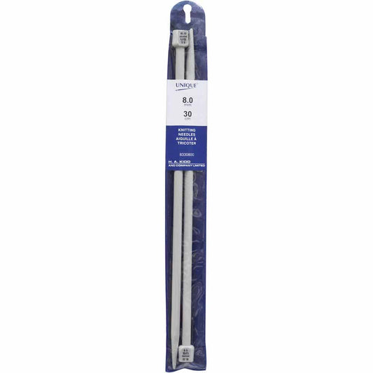 UNIQUE KNITTING Single Point Needles — 30 cm (12″) Plastic, 8 mm (US 11)