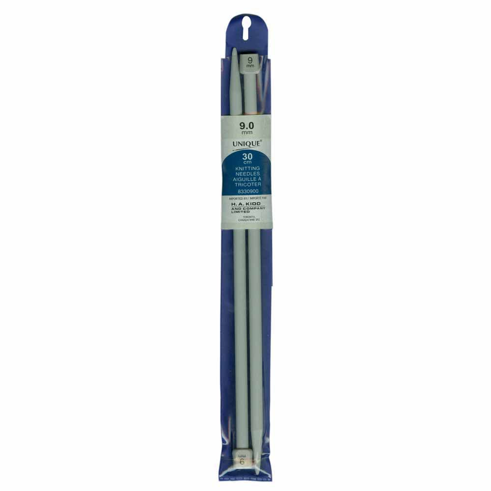 UNIQUE KNITTING Single Point Needles — 30 cm (12″) Plastic, 9 mm (US 13)