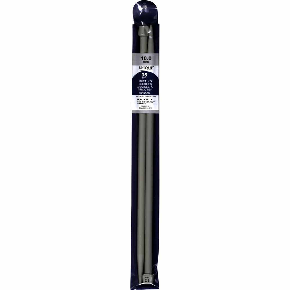 UNIQUE KNITTING Single Point Needles — 35 cm (14″) Plastic, 10 mm (US 15)