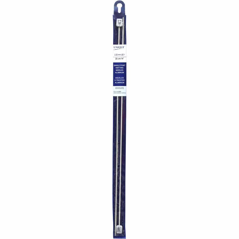 UNIQUE KNITTING Single Point Knitting Needles 35cm (14") Aluminum — 2.25mm /US 1