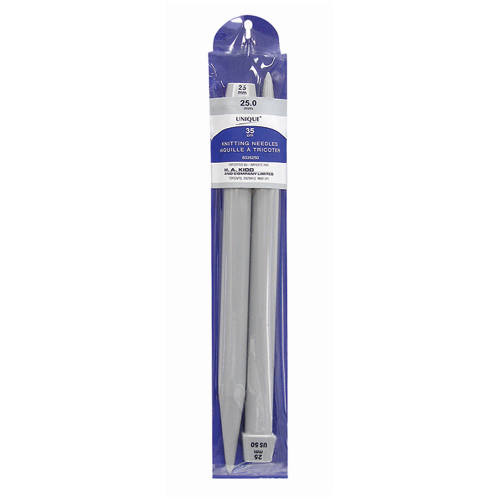 UNIQUE KNITTING Single Point Needles — 35 cm (14″) Plastic, 25 mm (US 50)