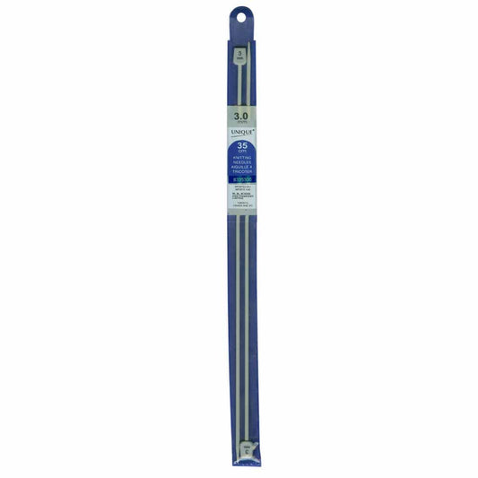 UNIQUE KNITTING – Single Point Knitting Needles – 35 cm – Aluminum – 3 mm (US 2)