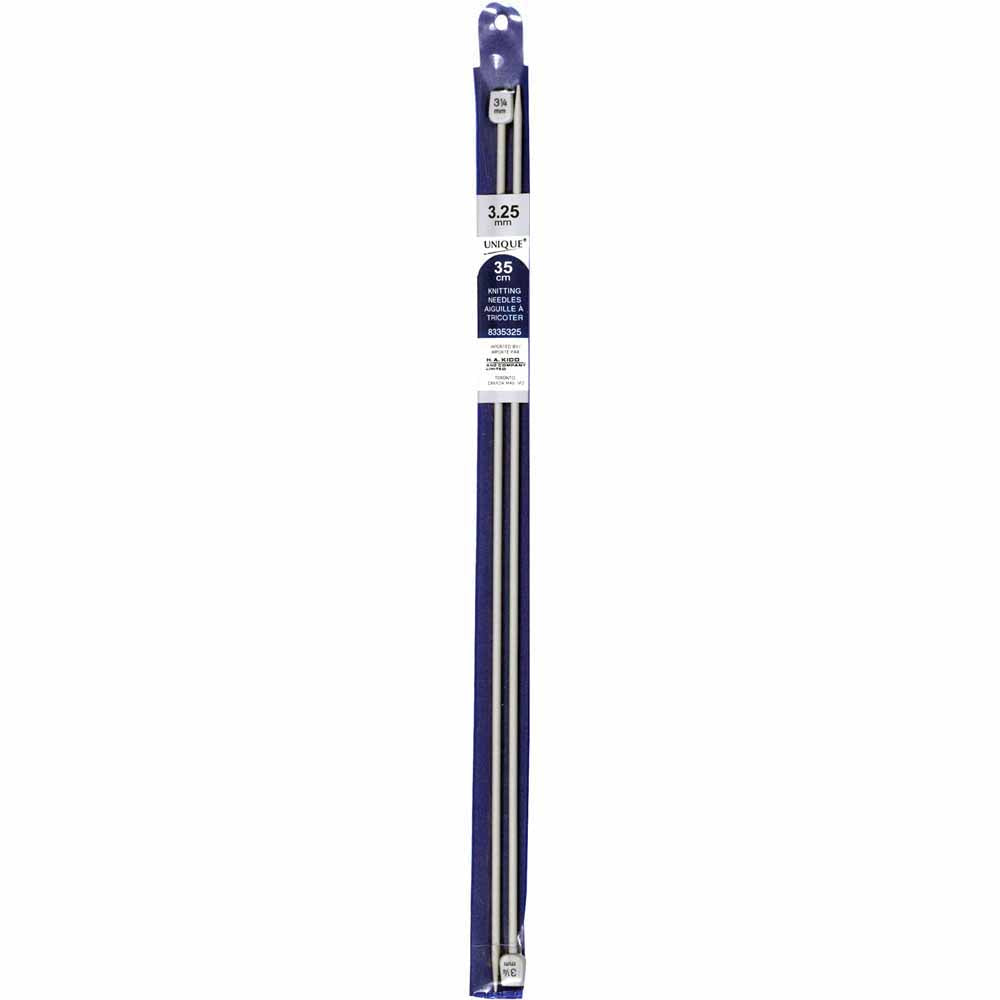 UNIQUE KNITTING Single Point Needles — 35 cm (14″) Aluminum, 3.25 mm (US 3)