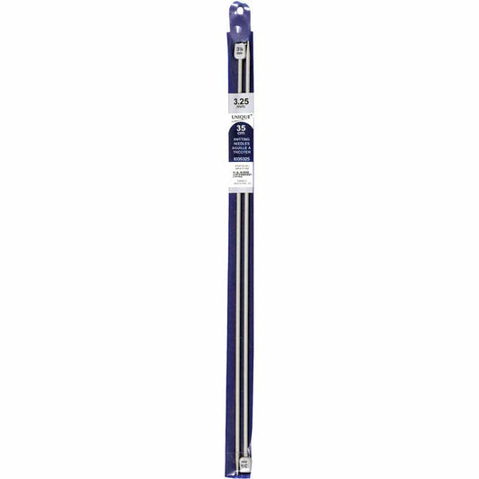 UNIQUE KNITTING Single Point Needles — 35 cm (14″) Aluminum, 3.25 mm (US 3)