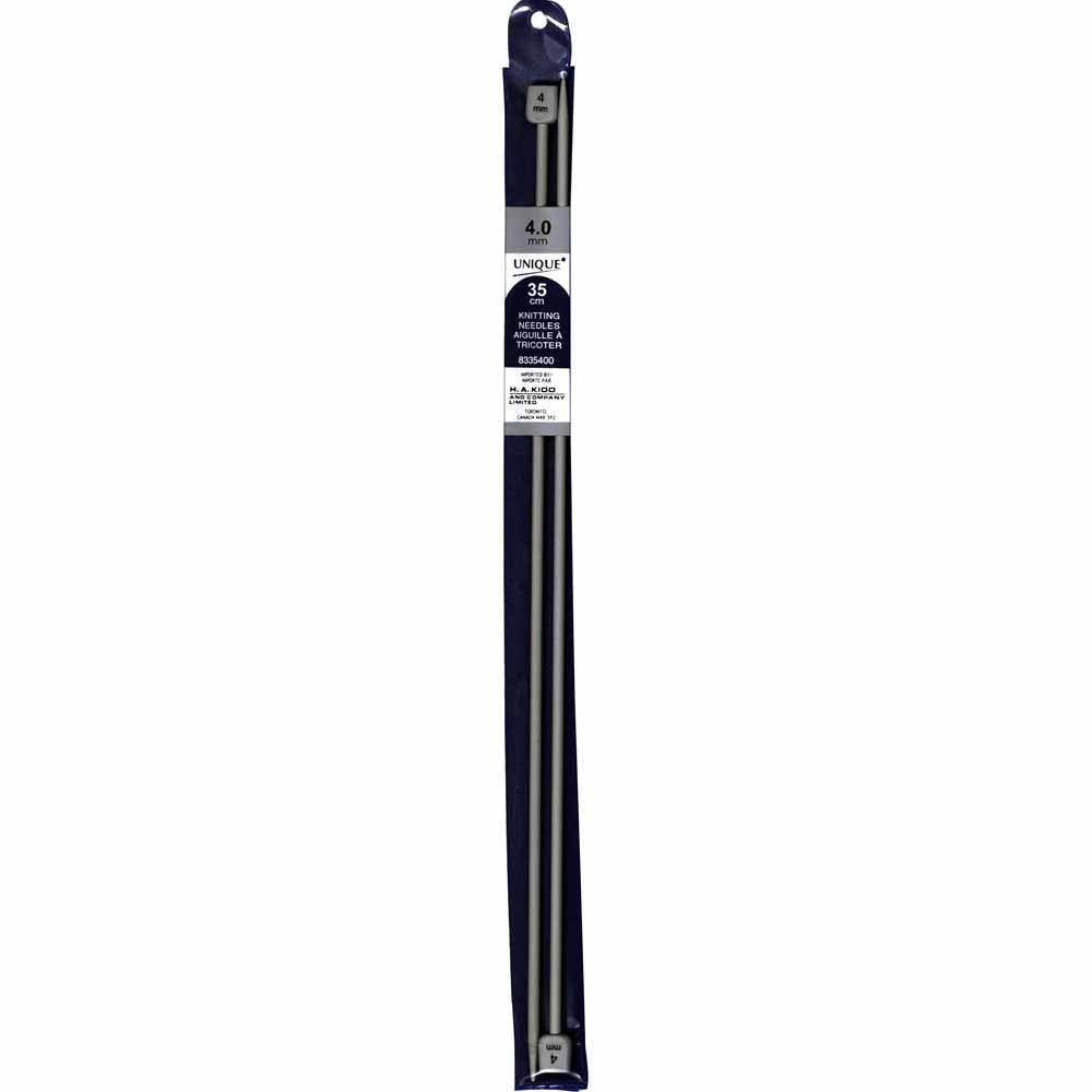 UNIQUE KNITTING Single Point Needles — 35 cm (14″) Aluminum, 4 mm (US 6)