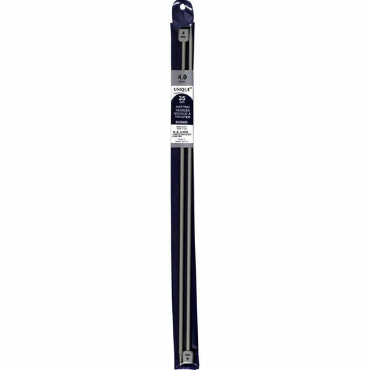 UNIQUE KNITTING Single Point Needles — 35 cm (14″) Aluminum, 4 mm (US 6)