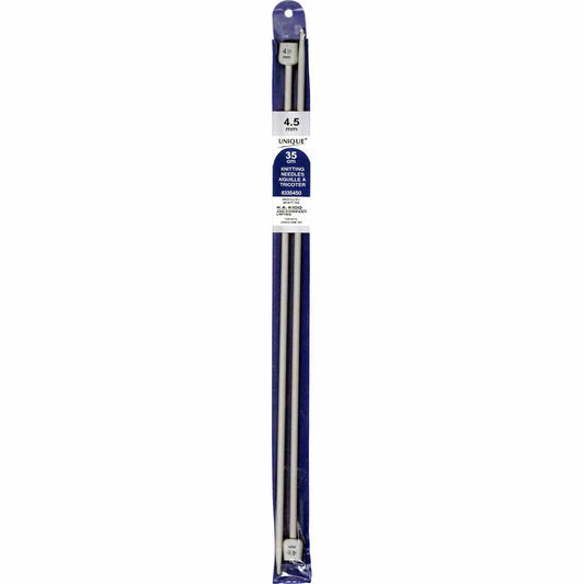 UNIQUE KNITTING Single Point Needles — 35 cm (14″) Aluminum, 4.5 mm (US 7)