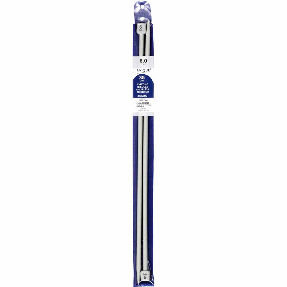 UNIQUE KNITTING Single Point Needles — 35 cm (14″) Plastic, 6 mm (US 10)