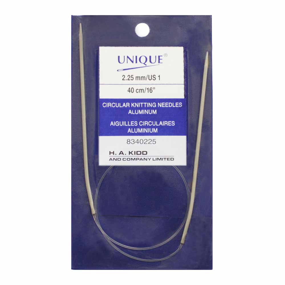 UNIQUE KNITTING Circular Knitting Needles 40cm (16") Aluminum — 2.25mm/US 1