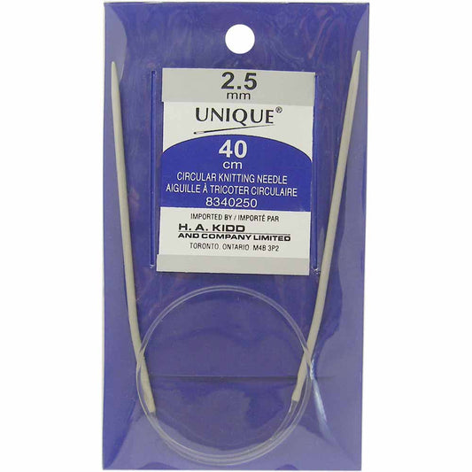 UNIQUE KNITTING – Circular Knitting Needles – 40 cm – Aluminum – 2.5 mm