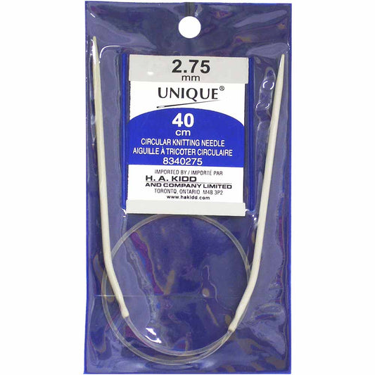 UNIQUE KNITTING Circular Knitting Needles 40cm (16") Aluminum — 2.75mm/US 2