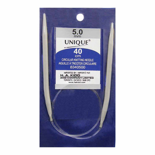 UNIQUE KNITTING Circular Knitting Needles 40cm (16") Aluminum — 5mm/US 8