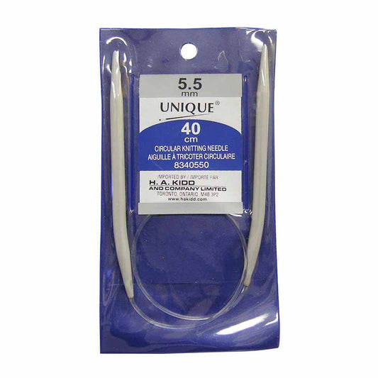 UNIQUE KNITTING Circular Knitting Needles 40cm (16") Aluminum — 5.5mm/US 9