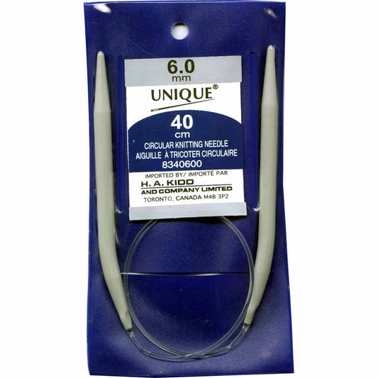 UNIQUE KNITTING Circular Needles — 40 cm (16″) Aluminum, 6 mm (US 10)