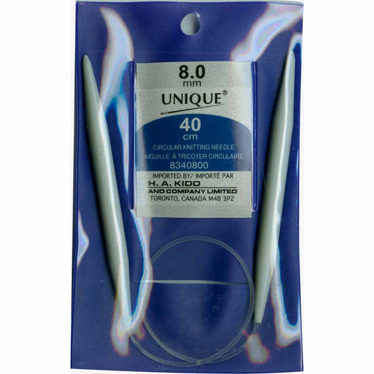UNIQUE KNITTING Circular Needles — 40 cm (16″) Plastic, 8 mm (US 11)