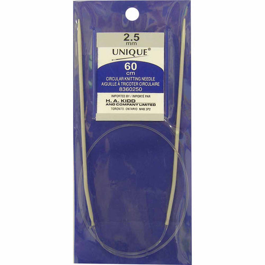 UNIQUE KNITTING – Circular Knitting Needles – 60 cm – Aluminum – 2.5 mm