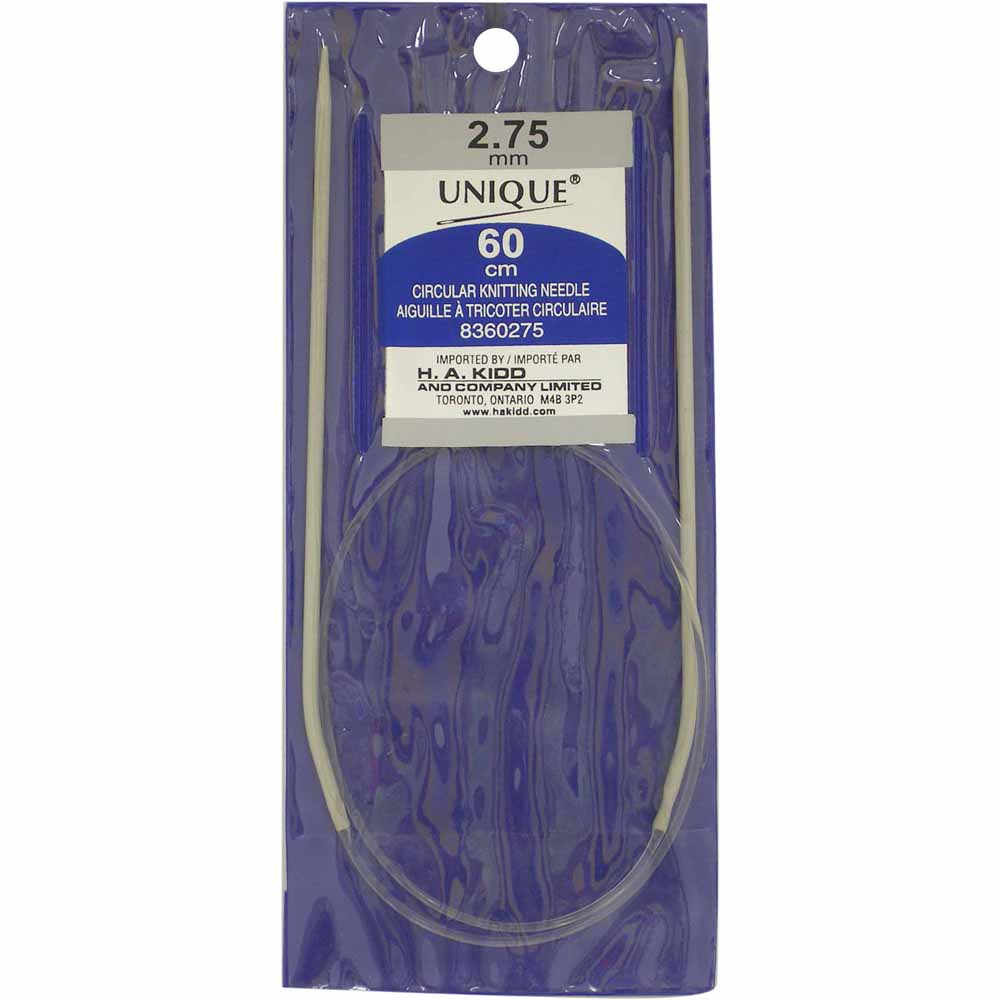 UNIQUE KNITTING Circular Knitting Needles 60cm (24") Aluminum — 2.75mm/US 2