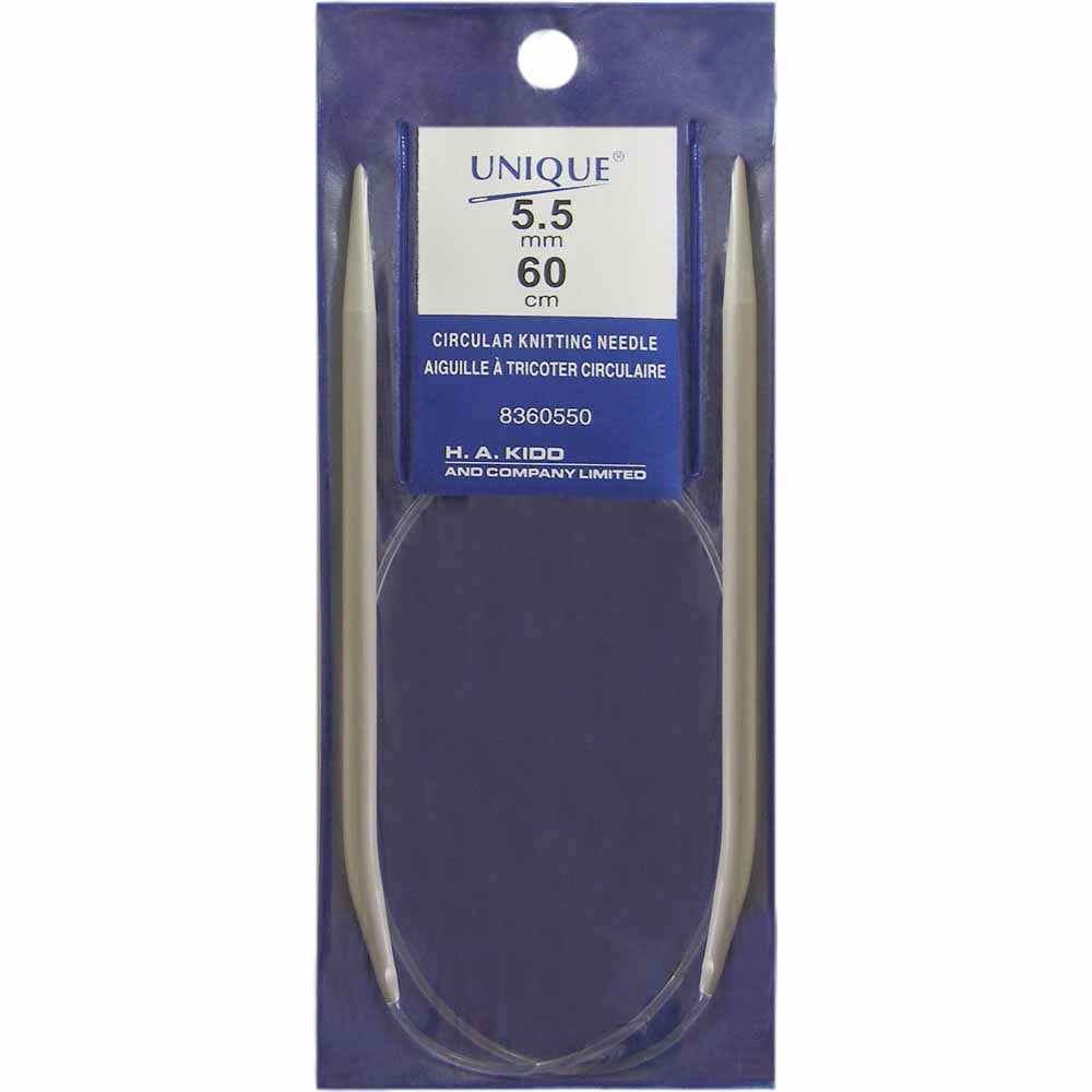 UNIQUE KNITTING Circular Knitting Needles 60cm (24") Aluminum — 5.5mm/US 9