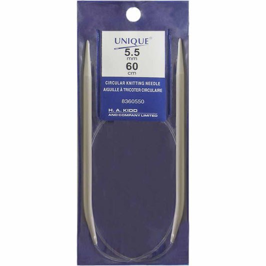 UNIQUE KNITTING Circular Knitting Needles 60cm (24") Aluminum — 5.5mm/US 9
