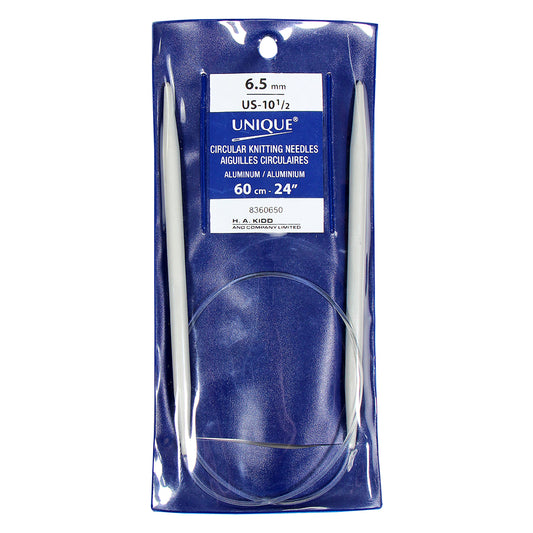 UNIQUE KNITTING Circular Knitting Needles 60cm (24") Aluminum — 6.5mm/US 10.5