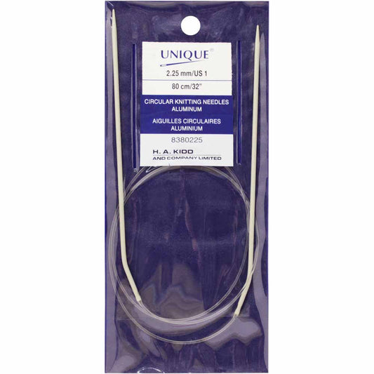 UNIQUE KNITTING Circular Knitting Needles 80cm (32") Aluminum — 2.25mm/US 1