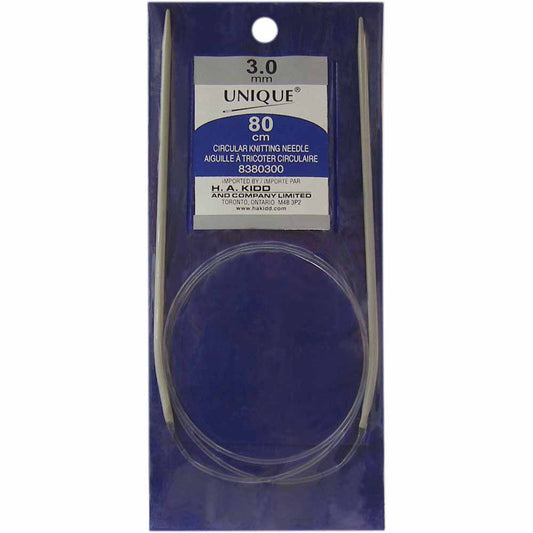 UNIQUE KNITTING Circular Knitting Needles 80cm (32") Aluminum — 3mm/US 2
