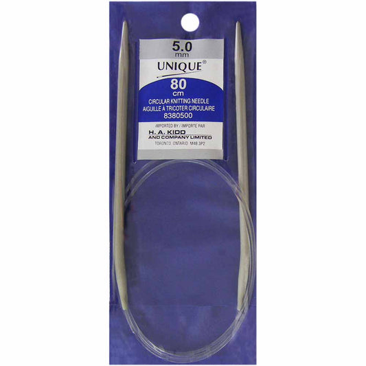 UNIQUE KNITTING Circular Needles — 80 cm (32″) Aluminum, 5 mm (US 8)