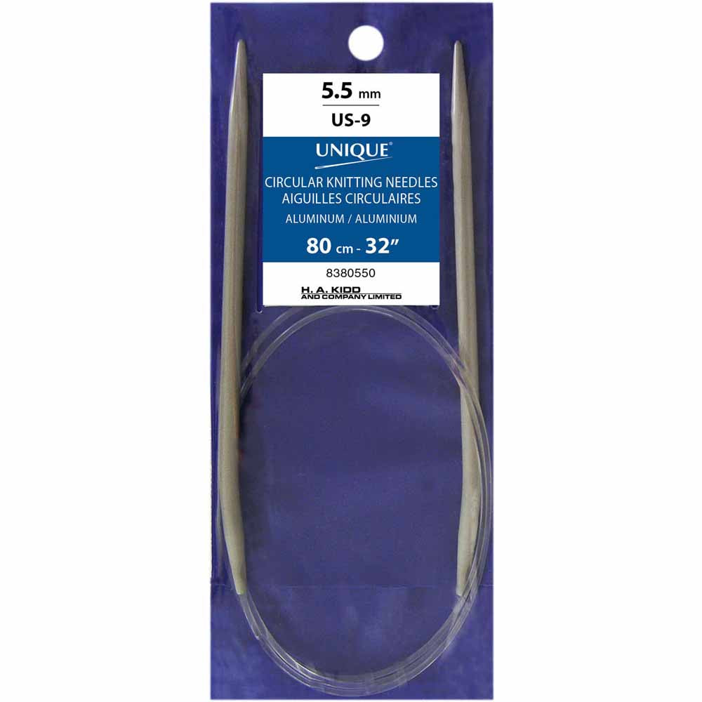 UNIQUE KNITTING – Circular Knitting Needles – 80 cm – Aluminum – 5.5 mm (US 9)