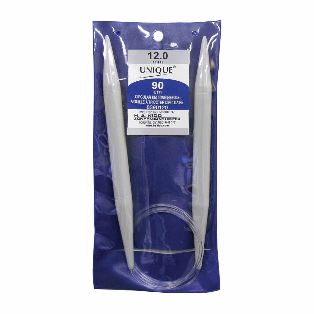 UNIQUE KNITTING Circular Knitting Needles 90cm (36") Plastic — 12mm/US 17