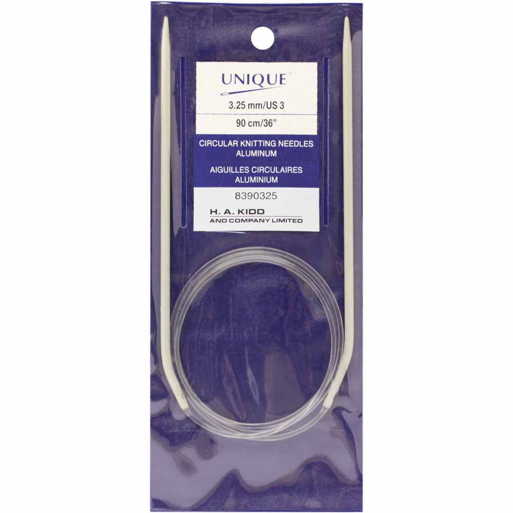 UNIQUE KNITTING Circular Knitting Needles 90cm (36") Aluminum — 3.25mm/US 3
