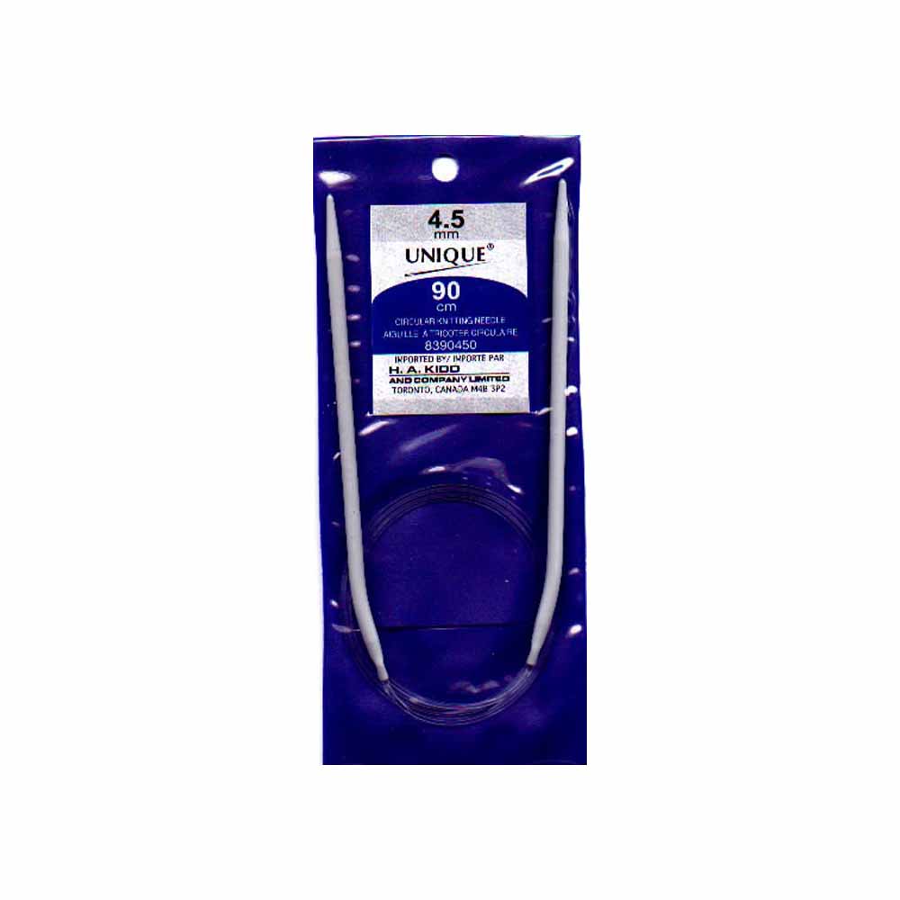 UNIQUE KNITTING Circular Needles — 90 cm (36″) Aluminum, 4.5 mm (US 7)