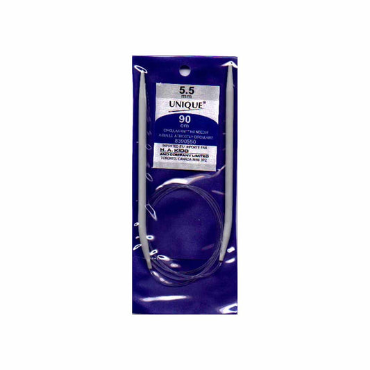 UNIQUE KNITTING Circular Needles — 90 cm (36″) Aluminum, 5.5 mm (US 9)