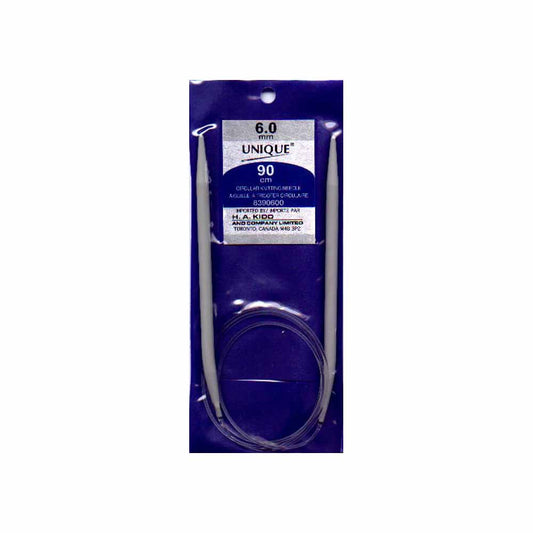 UNIQUE KNITTING Circular Needles — 90 cm (36″) Aluminum, 6 mm (US 10)