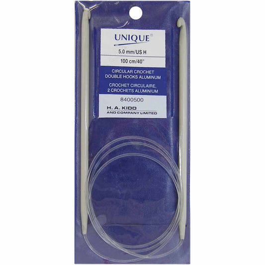 UNIQUE Crochet Circular Tunisian/Afghan Hook, 100 cm – 5 mm (US H-8), Aluminum