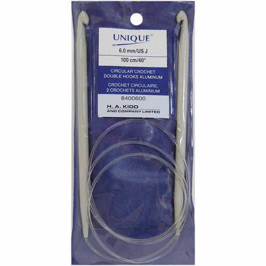 UNIQUE Crochet Circular Tunisian/Afghan Hook, 100 cm – 6 mm (US J-10), Aluminum