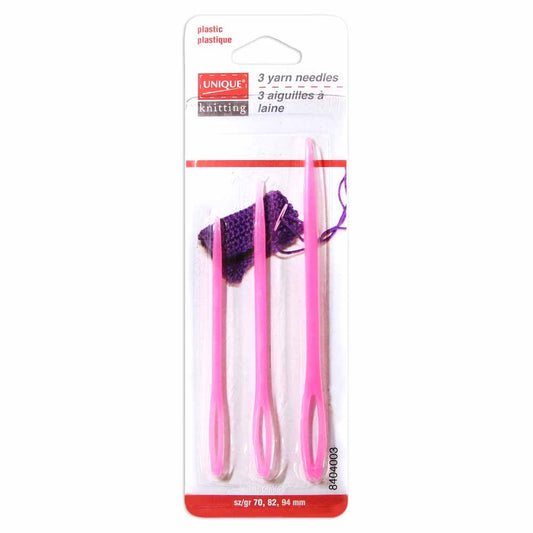 UNIQUE KNITTING Plastic Yarn Needles — 3 pcs, Large‑Eye
