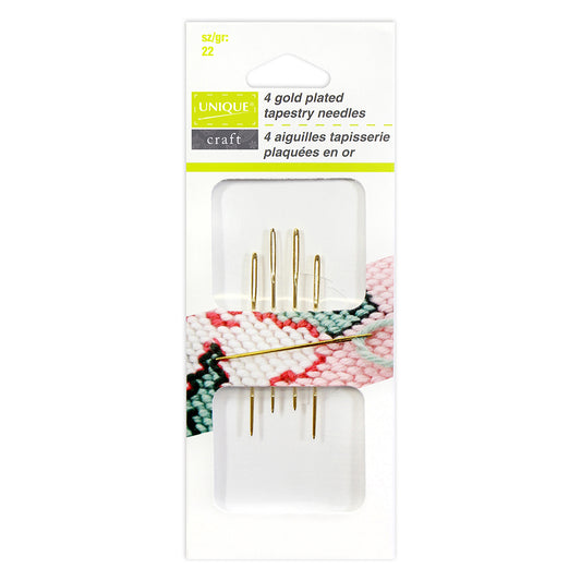 UNIQUE CRAFT Gold‑Plated Tapestry Needles – Size 22, 4 Pack