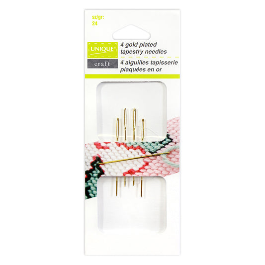 UNIQUE CRAFT Gold‑Plated Tapestry Needles – Size 24, 4 Pack