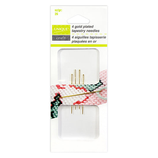 UNIQUE CRAFT Gold‑Plated Tapestry Needles – Size 26, 4 Pack