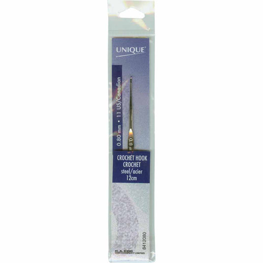 UNIQUE CROCHET – Crochet Hook – Steel – 12 cm – 0.8 mm (US 11)
