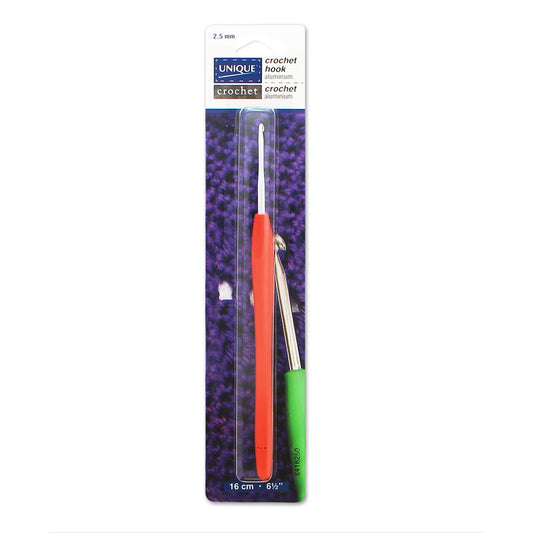 UNIQUE CROCHET Soft Handle Crochet Hook – 16 cm (6 1/2") Aluminum – 2.5 mm/US B