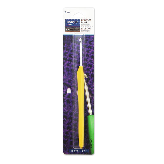 UNIQUE CROCHET Soft Handle Crochet Hook – 16 cm (6 1/2") Aluminum – 3 mm/US C