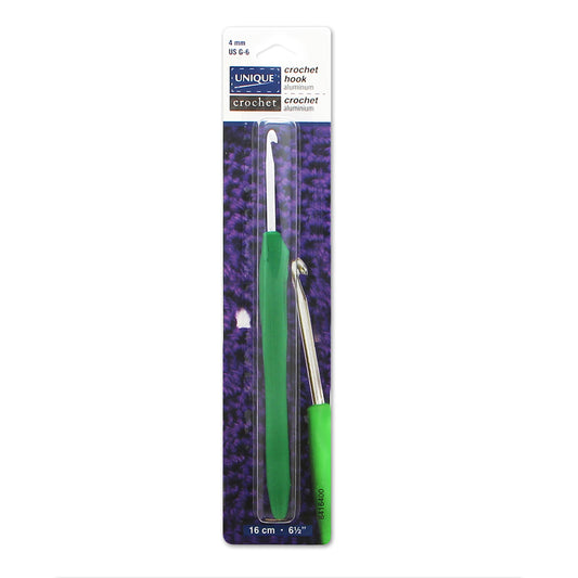 UNIQUE CROCHET Soft Handle Crochet Hook – 16 cm (6 1/2") Aluminum – 4 mm/US G-6