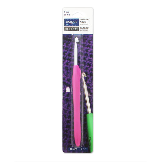 Unique Crochet Soft‑Handle Crochet Hook – 16 cm Aluminum – 5.0 mm (US H-8)