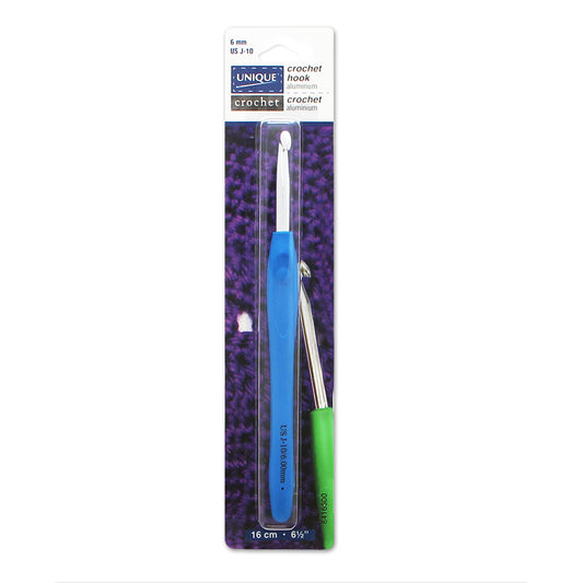 Unique Crochet Soft‑Handle Crochet Hook – 16 cm Aluminum – 6.0 mm (US J-10)