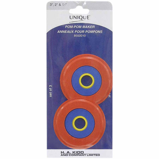 UNIQUE CRAFT Pom‑Pom Maker – Set of 3 (3″, 2″, 1½″)
